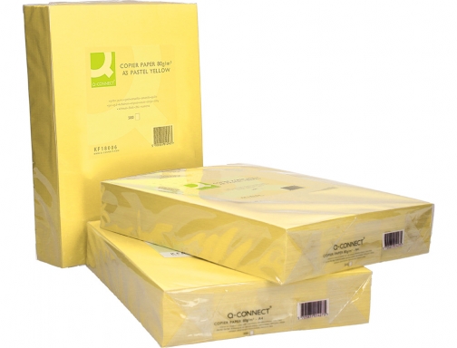 Papel color Q-connect Din A3 80gr amarillo paquete de 500 hojas KF18006, imagen 5 mini