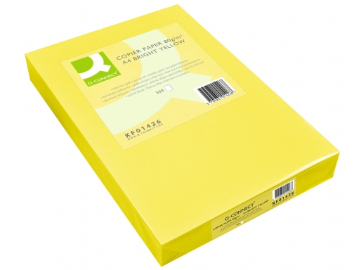 Papel color Q-connect Din A3 80gr amarillo neon paquete de 500 hojas KF18015, imagen 2 mini