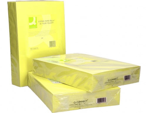 Papel color Q-connect Din A3 80gr amarillo neon paquete de 500 hojas KF18015, imagen 5 mini