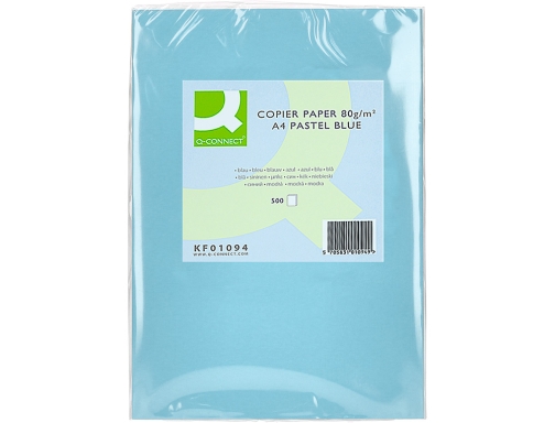Papel color Qconnect Din A4 80gr celeste paquete de 500 hojas KF01094 , azul, imagen 2 mini