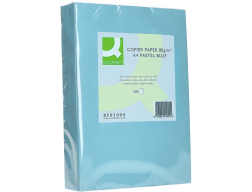 Papel color Qconnect Din A4 80gr celeste paquete de 500 hojas KF01094 , azul, imagen 3 mini