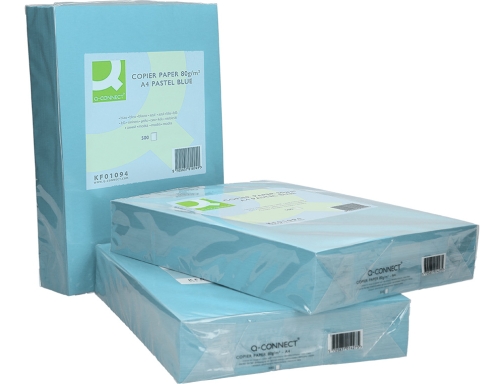 Papel color Qconnect Din A4 80gr celeste paquete de 500 hojas KF01094 , azul, imagen 5 mini