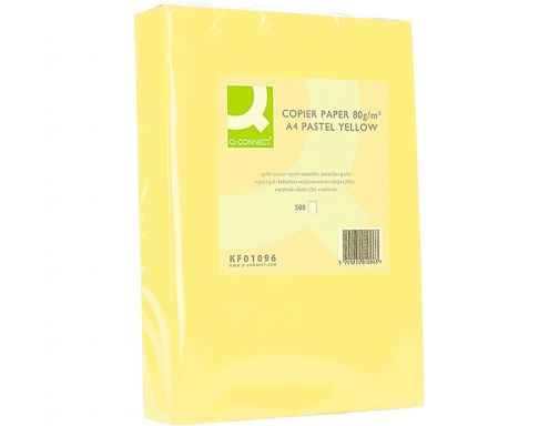 Papel color Q-connect Din A4 80gr amarillo paquete de 500 hojas KF01096, imagen 3 mini
