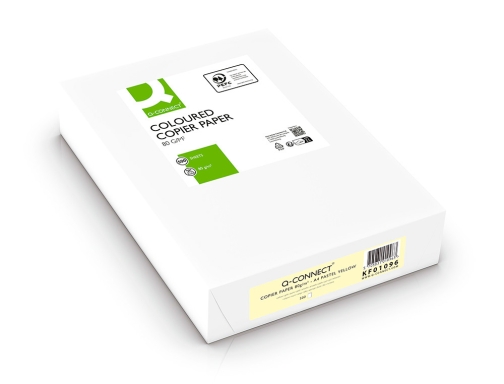 Papel color Qconnect Din A4 80gr amarillo paquete de 500 hojas KF01096, imagen 4 mini
