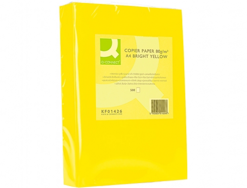 Papel color Q-connect Din A4 80gr amarillo intenso paquete de 500 hojas KF01426, imagen 3 mini