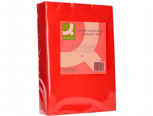 Papel color Q-connect Din A4 80gr rojo intenso paquete de 500 hojas KF01427, imagen 3 mini