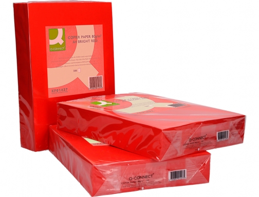 Papel color Q-connect Din A4 80gr rojo intenso paquete de 500 hojas KF01427, imagen 5 mini