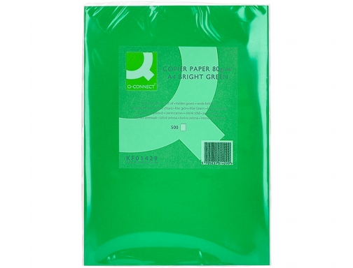 Papel color Q-connect Din A4 80gr verde intenso paquete de 500 hojas KF01429, imagen 2 mini