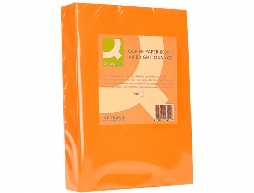 Papel color Q-connect Din A4 80gr naranja intenso paquete de 500 hojas KF16261, imagen 3 mini