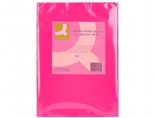 Papel color Q-connect Din A4 80gr rosa intenso paquete de 500 hojas KF16262, imagen 2 mini