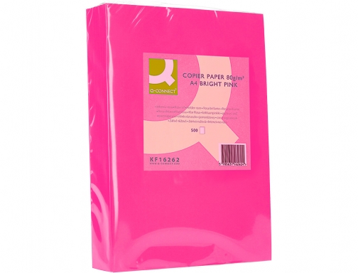 Papel color Q-connect Din A4 80gr rosa intenso paquete de 500 hojas KF16262, imagen 3 mini