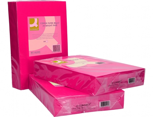 Papel color Q-connect Din A4 80gr rosa intenso paquete de 500 hojas KF16262, imagen 5 mini