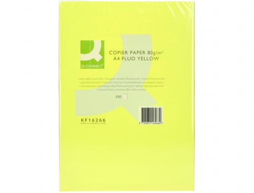 Papel color Q-connect Din A4 80gr amarillo neon paquete de 500 hojas KF16266, imagen 2 mini