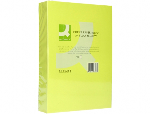 Papel color Q-connect Din A4 80gr amarillo neon paquete de 500 hojas KF16266, imagen 3 mini