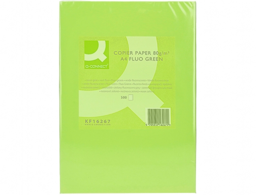 Papel color Q-connect Din A4 80gr verde neon paquete de 500 hojas KF16267, imagen 2 mini