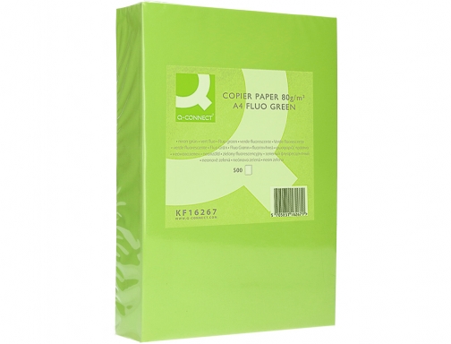 Papel color Q-connect Din A4 80gr verde neon paquete de 500 hojas KF16267, imagen 3 mini