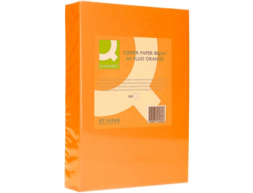 Papel color Q-connect Din A4 80gr naranja neon paquete de 500 hojas KF16268, imagen 3 mini