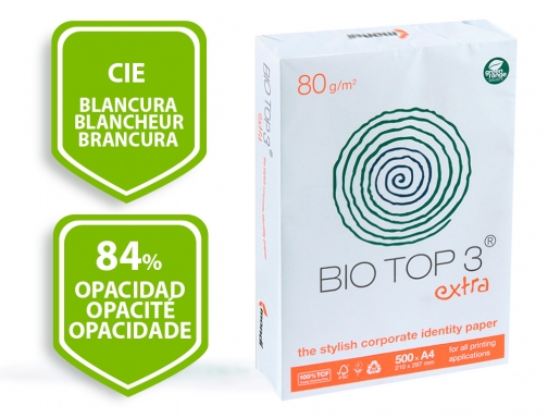 Papel fotocopiadora Biotop 80g extra ecologico Din A4 paquete de 500 hojas BT-80-A4 , blanco, imagen 2 mini