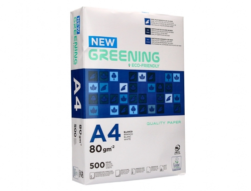 Papel Din A4, 80 gramos, Liderpapel New Greening, paquete de 500 hojas, folios económicos, imagen 4 mini