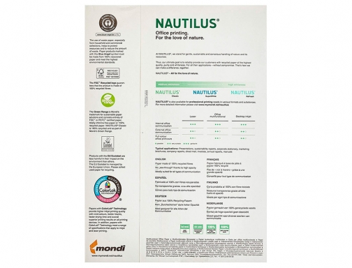 Folios papel Din A4 reciclados Nautilus Classic, blanco natural, Din A4, 500 hojas, imagen 5 mini