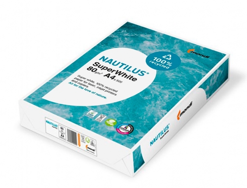 Papel reciclado Nautilus SuperWhite, folios Din A4, ultra blancos, 80 gramos, 500 h, imagen 4 mini