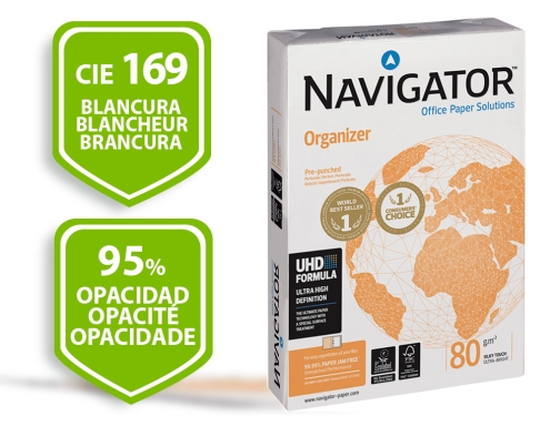 Papel fotocopiadora Navigator Din A4 80 gramos 4 taladros papel multiuso ink-jet NAV-80-4T , blanco, imagen 2 mini