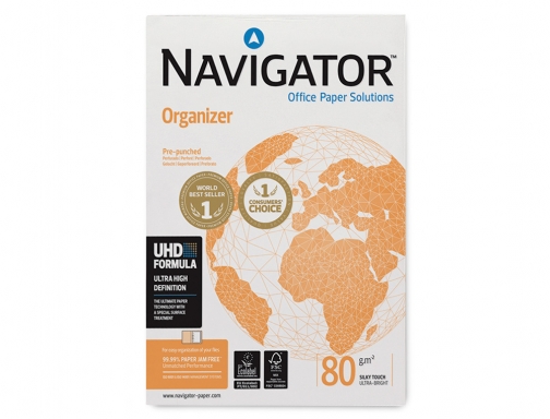 Papel fotocopiadora Navigator Din A4 80 gramos 4 taladros papel multiuso ink-jet NAV-80-4T , blanco, imagen 3 mini