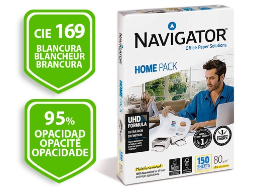 Papel fotocopiadora Navigator Din A4 80 gramos, paquete de 150 hojas, blanco, imagen 2 mini