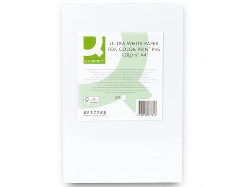 Papel fotocopiadora Q-connect ultra white Din A4 120 gramos paquete de 250 KF17785 , blanco, imagen 3 mini