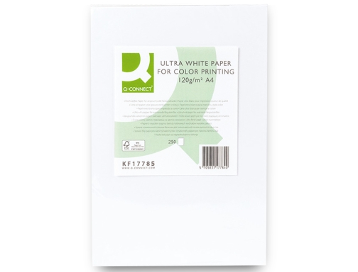 Papel fotocopiadora Q-connect ultra white Din A4 120 gramos paquete de 250 KF17785 , blanco, imagen 3 mini