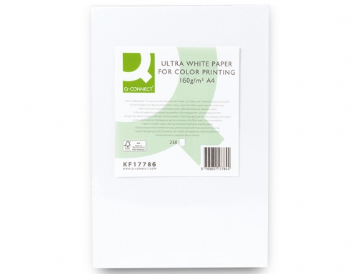 Papel fotocopiadora Q-connect ultra white Din A4 160 gramos paquete de 250 KF17786 , blanco, imagen 3 mini