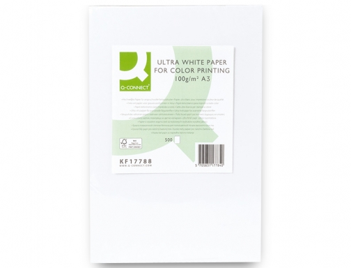 Papel fotocopiadora Q-connect ultra white Din A3 100 gramos paquete de 500 KF17788 , blanco, imagen 3 mini