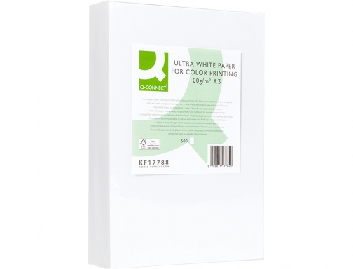 Papel fotocopiadora Q-connect ultra white Din A3 100 gramos paquete de 500 KF17788 , blanco, imagen 4 mini
