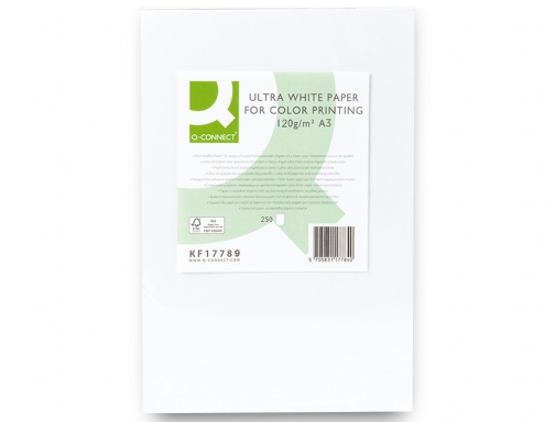 Papel fotocopiadora Q-connect ultra white Din A3 120 gramos paquete de 250 KF17789 , blanco, imagen 3 mini