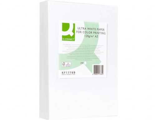 Papel fotocopiadora Q-connect ultra white Din A3 120 gramos paquete de 250 KF17789 , blanco, imagen 4 mini
