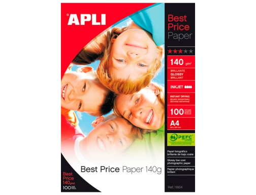 Papel fotografico Apli glossy Din A4 pack de 100 hojas 140 gr 11804 , blanco, imagen 2 mini