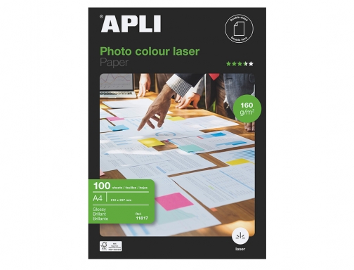 Papel fotografico Apli glossy doble cara Din A4 pack de 100 hojas 11817 , blanco, imagen 2 mini