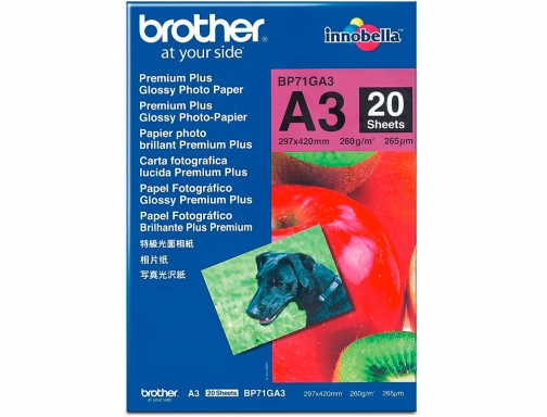 Papel fotografico Brother premium plus brillo Din A3 260g m2 ink-jet pack BP71GA3 , blanco, imagen 2 mini
