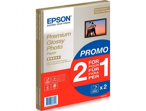 Papel fotografico Epson premiun glossy photo satinado Din A4 promo 2 x C13S042169 , blanco, imagen 2 mini