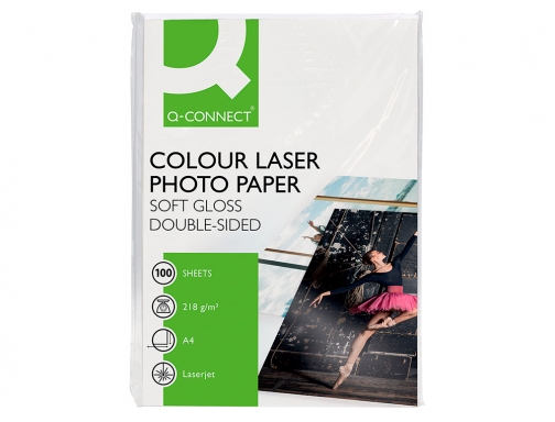 Papel Q-connect foto glossy Din A4 para fotocopiadoras e impresoras laser paquete KF01935 , blanco, imagen 3 mini