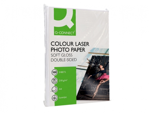 Papel Q-connect foto glossy Din A4 para fotocopiadoras e impresoras laser paquete KF01935 , blanco, imagen 4 mini