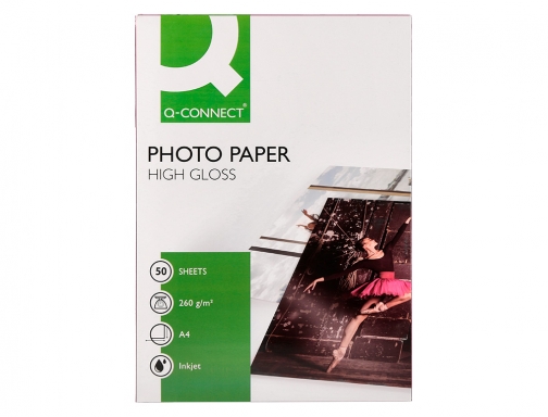 Papel Q-connect foto glossy Din A4 alta calidad digital photo para ink-jet KF02772 , blanco, imagen 2 mini