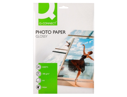 Papel Q-connect foto glossy KF01103 Din A4 digital photo para ink-jet bolsa , blanco, imagen 2 mini