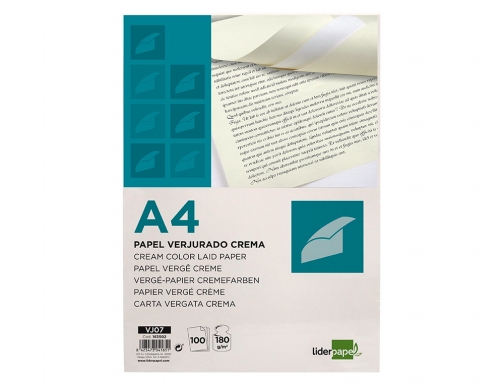 Papel verjurado Liderpapel A4 180g m2 crema paquete de 100 hojas 163502, imagen 2 mini