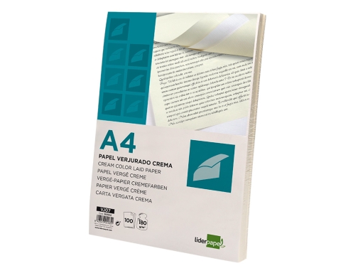 Papel verjurado Liderpapel A4 180g m2 crema paquete de 100 hojas 163502, imagen 4 mini