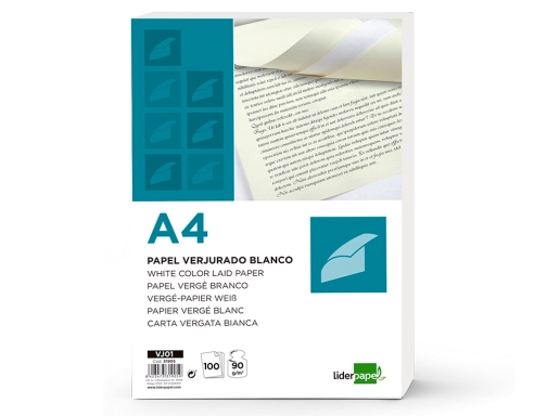 Papel verjurado Liderpapel A4 90g m2 blanco paquete de 100 hojas 31905, imagen 2 mini