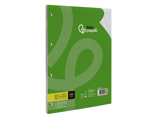 Recambio Liderpapel A4 100 hojas 100g m2 cuadro 3mm con margen 4 166030, imagen 3 mini