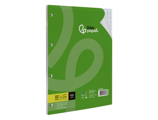 Recambio Liderpapel A4 100 hojas 100 g m2 rayado n 46 4 79648, imagen 2 mini