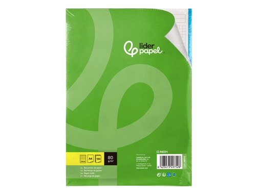 Recambio Liderpapel A4 120 hojas 80g m2 cuadro 5mm sin margen 4 49752, imagen 3 mini