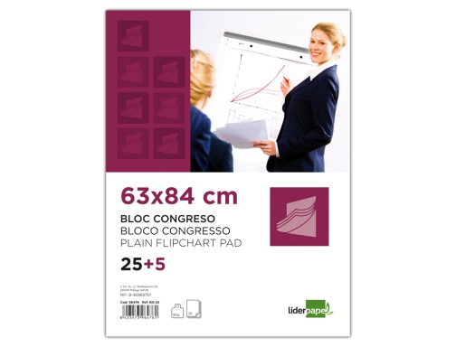 Bloc congreso Liderpapel liso 630x840 mm 25+5 hojas 80g m2 96476, imagen 2 mini